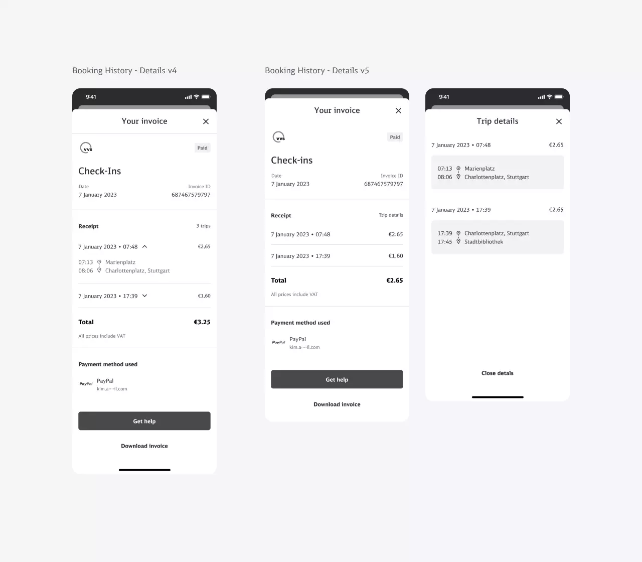 User research prototype for bookings