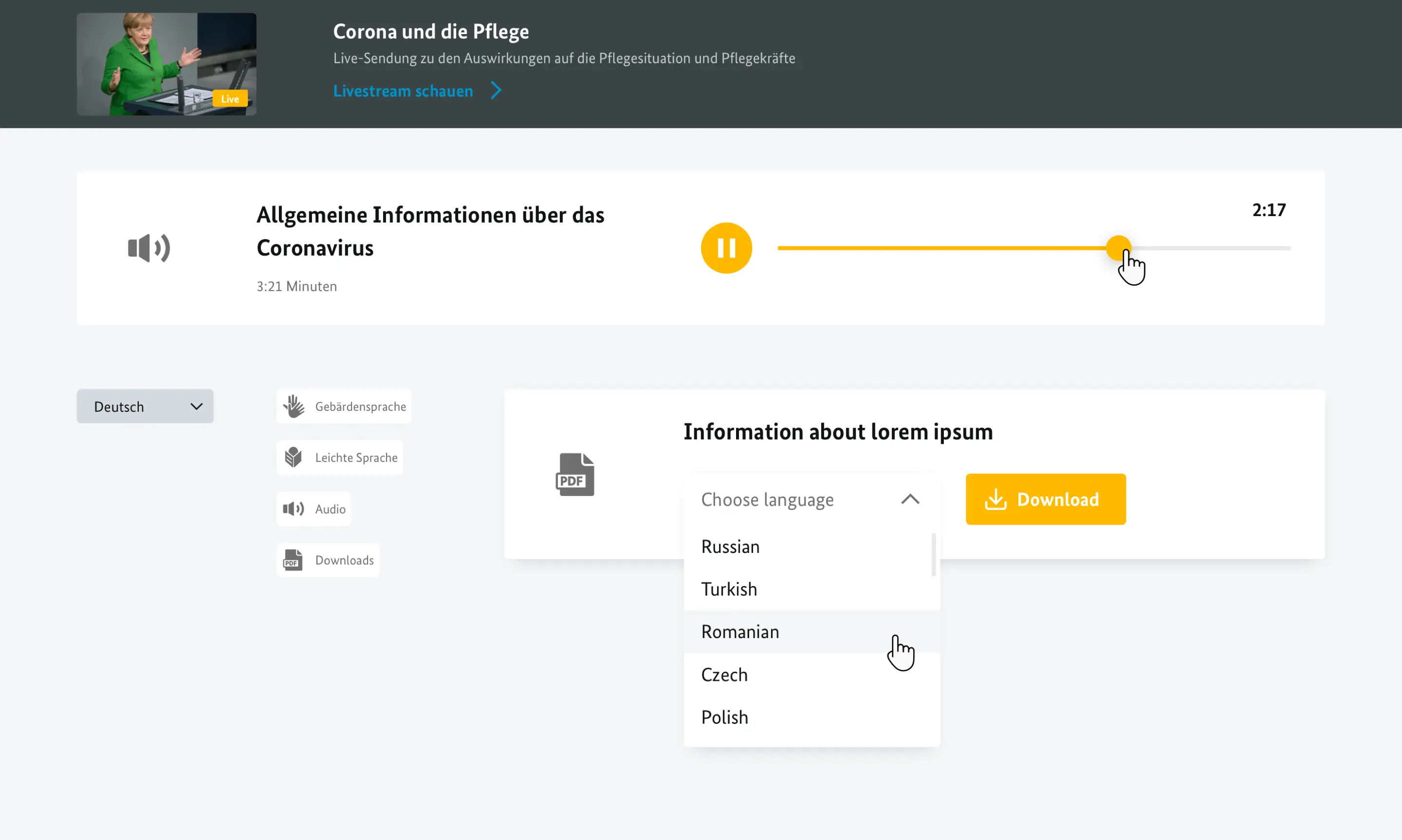 Zusammen gegen Corona components